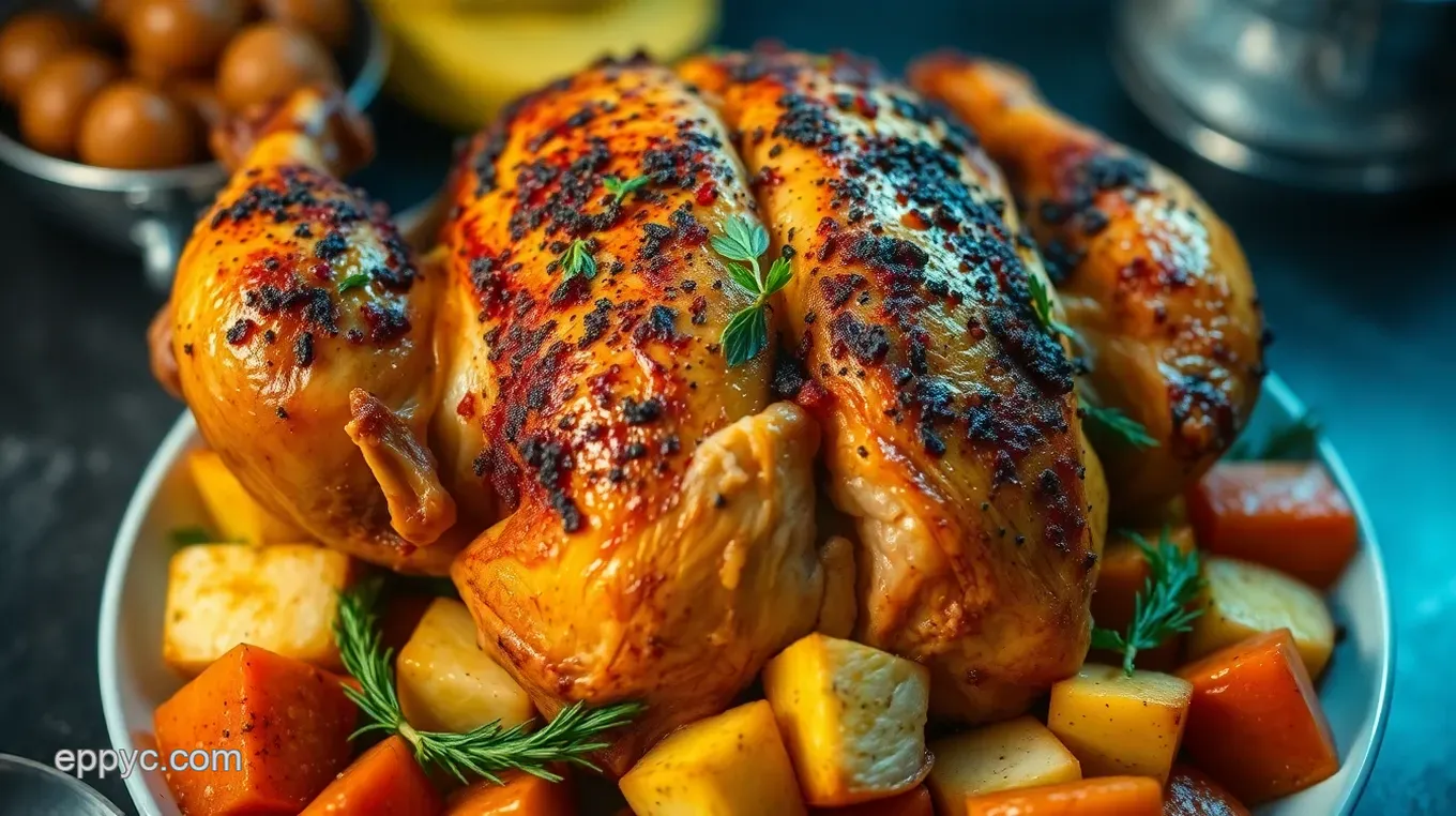 Juicy Roast Recipe: My Crispy Herb-Roasted Chicken with Veggies Crispy Herb-Roasted Chicken with Root Vegetables
