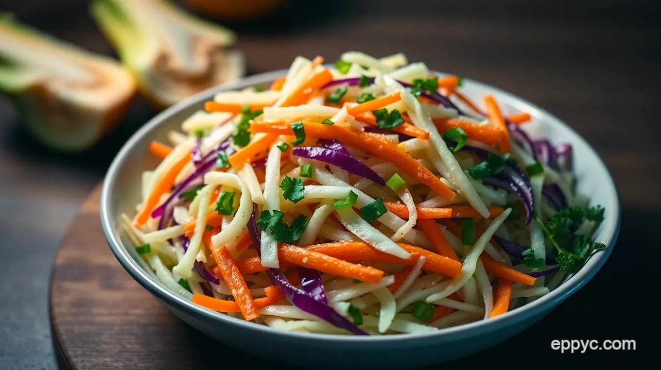 Easy & Crunchy Kohlrabi Slaw: My Favorite Tangy Summer Side Dish Crispy Kohlrabi Slaw with Tangy Dressing
