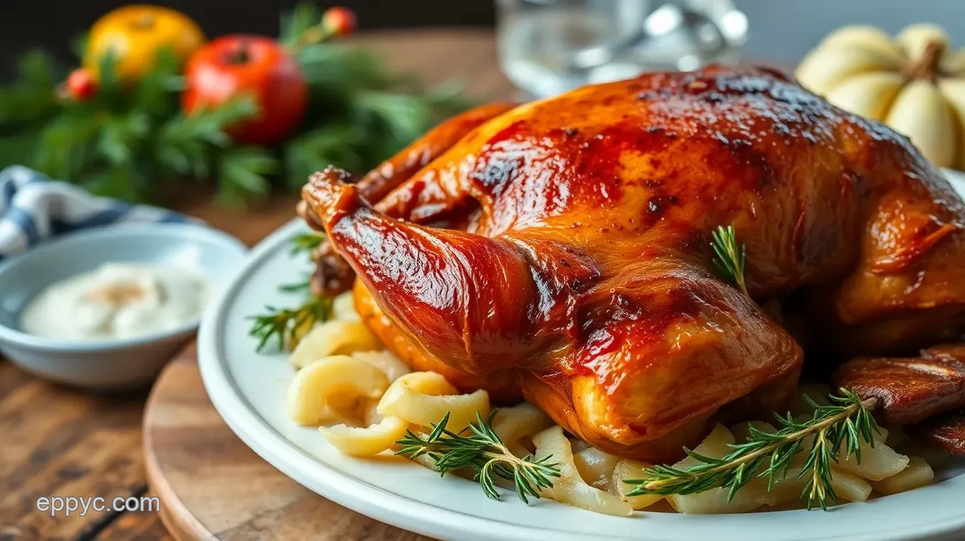 German-Style Roast Duck with Apple-Sauerkraut Stuffing