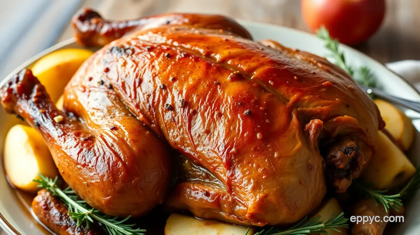 German-Style Roast Duck with Red Cabbage and Potato Dumplings