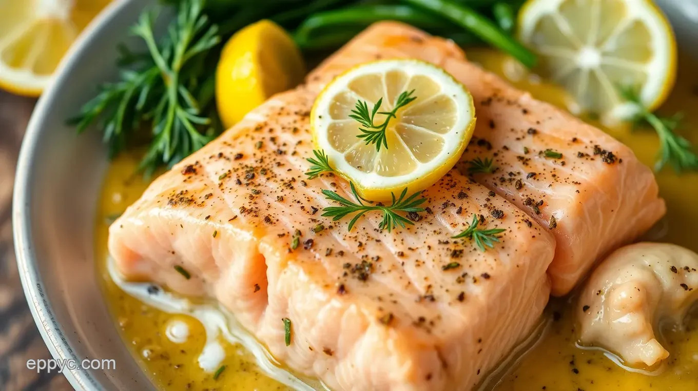 Savory King Salmon with Lemon-Dill Butter Sauce