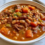 Ground Beef Bean Soup for 8 Servings