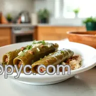 My Grandmother's Savory Simmered Grape Leaves with Rich Filling