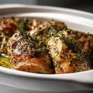Slow Cooker Chicken Thigh Recipe with Garlic and Herbs - Slow Cooked