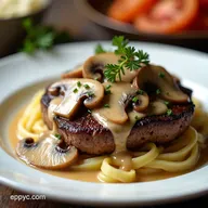 SteakhouseStyle Steak with Creamy Mushroom Sauce