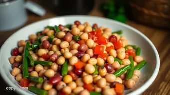 My Grandmother's Colorful Three Bean Salad Recipe: Easy & Zesty! recipe card