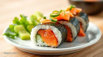 Roll Salmon Sushi Order Topped Delightfully