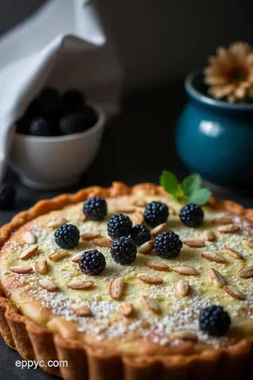 Blackberry and Almond Frangipane Tart presentation