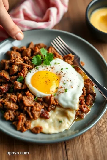 Carnitas Breakfast Recipe with Eggs presentation