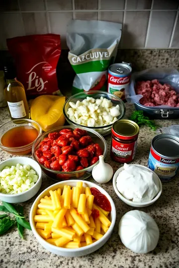 Cheesy Baked Ziti with Ricotta and Hearty Meat Sauce ingredients