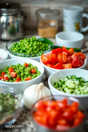 Chilled Garden Pea Salad with Creamy Dressing ingredients