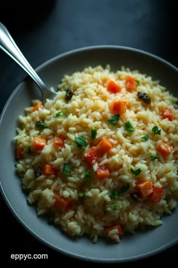 Creamy Arborio Rice Risotto with Seasonal Vegetables presentation