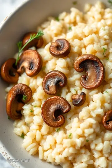 Creamy Arborio Rice Risotto with Wild Mushrooms presentation