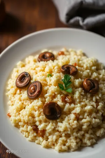 Creamy Arborio Risotto with Mushrooms and Parmesan presentation