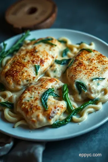 Creamy Chicken Florentine with Spinach and Parmesan presentation