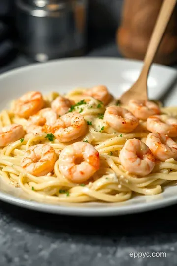 Creamy Dreamy Shrimp Alfredo presentation