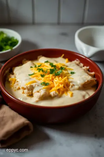 Creamy White Sauce Chicken Enchiladas presentation