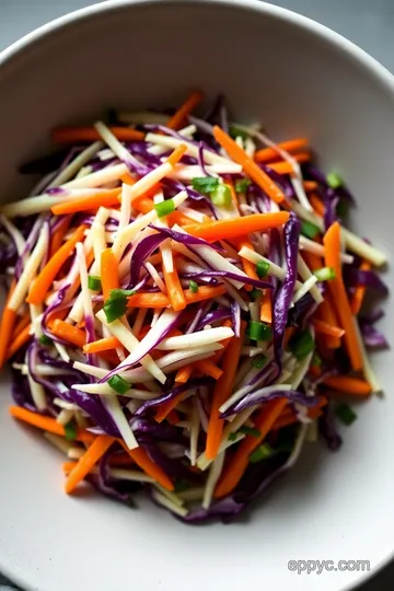 Crispy Kohlrabi Slaw with Tangy Dressing presentation
