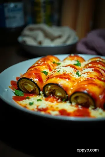 Deliciously Cheesy Italian Eggplant Rollatini presentation