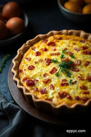 Deliciously Decadent Ham and Cheese Quiche presentation