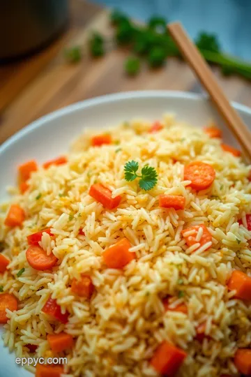 Fragrant Jasmine Rice Pilaf with Fresh Herbs and Vegetables presentation