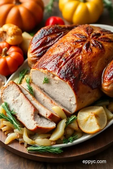 German-Style Roast Duck with Apple-Sauerkraut Stuffing presentation