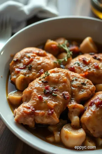 Hard Cider Braised Chicken with Root Vegetables presentation