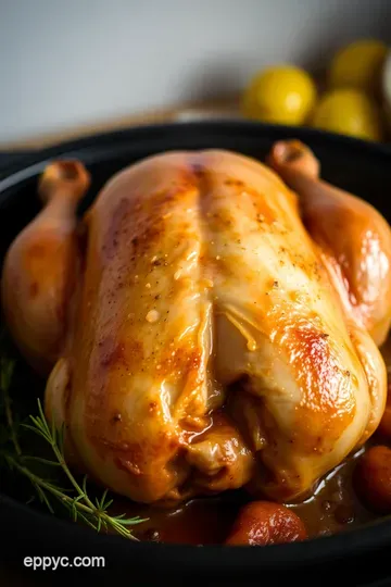 Perfectly Juicy Roast Chicken in a Roaster Oven presentation