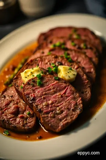 Perfectly Pan-Seared Beef Tenderloin with Herb Butter presentation