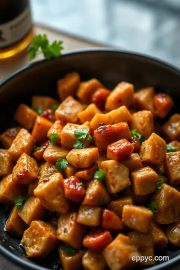 Sake-Infused Chicken Stir-Fry with a Delicious Sake Replacement presentation