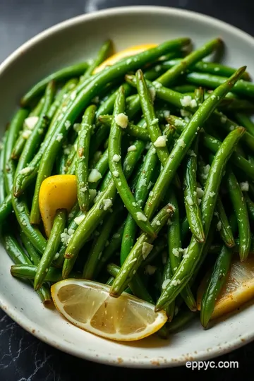 Sautéed Green Beans with Garlic and Lemon presentation