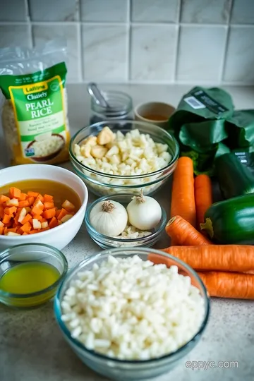 Savory Pearl Rice Pilaf with Herbs and Vegetables ingredients