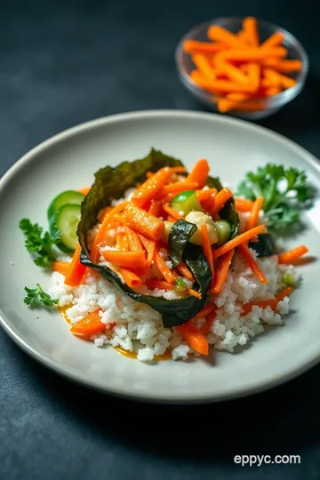 Savory Seaweed Wraps with Fresh Vegetables and Protein presentation