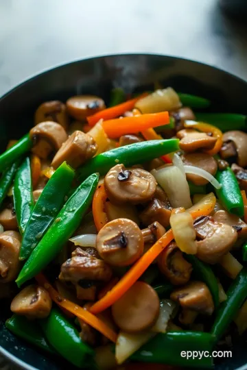 Savory Soy-Infused Mushroom Stir-Fry presentation