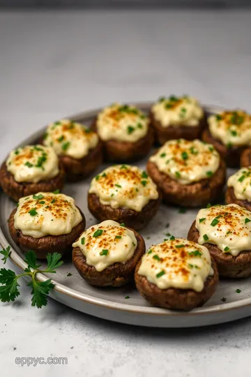 Savory Stuffed Mushrooms with Creamy Garlic and Herb Cheese presentation