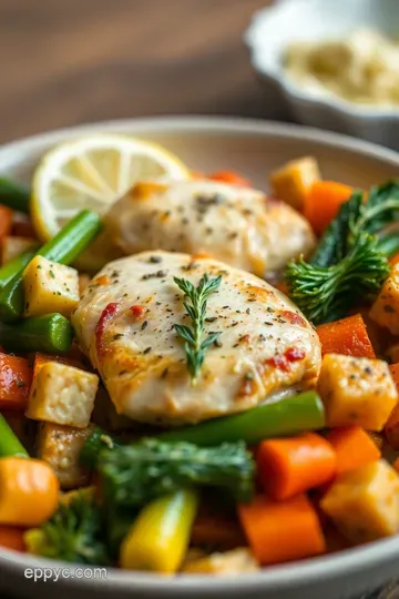 Speedy Lemon-Herb Roast Chicken & Root Veggies presentation