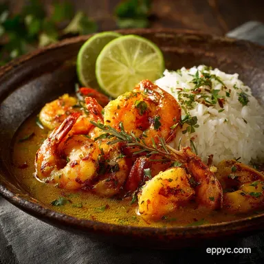 Curry and Shrimp Recipe Ready in 30 Minutes: Coconut Lime Recipe Card