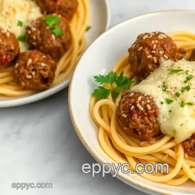 Easy & Juicy Baking Meatballs & Pasta – Creamy Carbonara: A Family Favorite Recipe Card