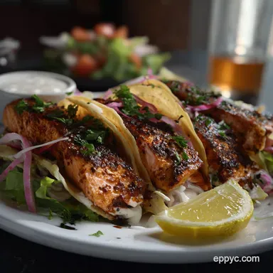 Salmon Tacos Recipe: Blackened Crust Recipe Card