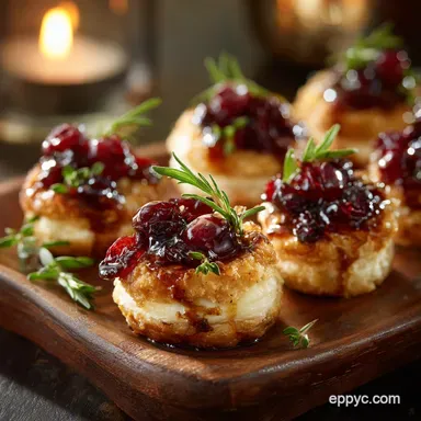 Golden Brie Cranberry Bites Easy Christmas Party Snacks Recipe Card