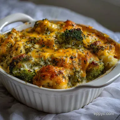 Broccoli Cauliflower Casserole: Sharp Cheddar Comfort Recipe Card