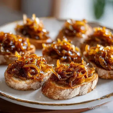 Caramelized Onion Crostini with Goat Cheese Recipe Card