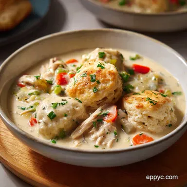 Chicken and Dumplings with Biscuits: Creamy, Fluffy Recipe Card