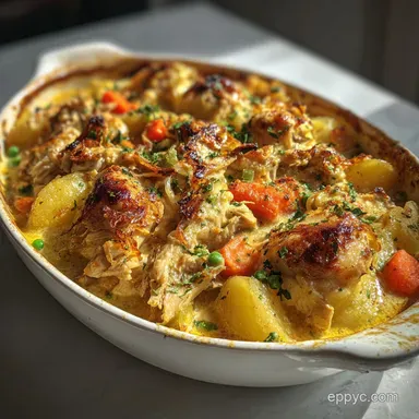 Chicken Casserole: Velvety Sauce & Buttery Ritz Shatter Recipe Card