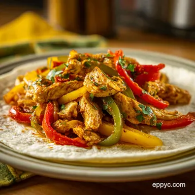 Chicken Fajita Recipe with Onions in 20 Min Recipe Card