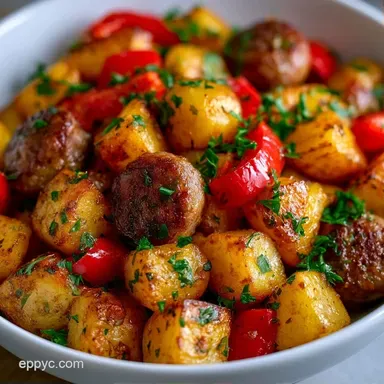 One-Pan Chicken Sausage Breakfast Hash Recipe Card