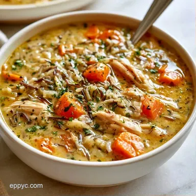 Creamy Chicken Wild Rice Soup Recipe Card