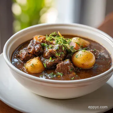 Classic Beef Stew Recipe with Red Wine for 6 Servings