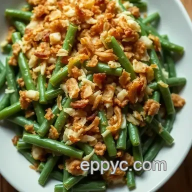 My Easy Classic Green Bean Casserole Recipe with Crispy Onion Topping Recipe Card