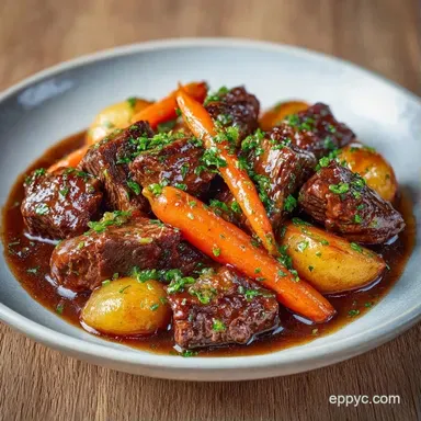 Clean Eating Slow Cooker Beef Stew for 6 Recipe Card